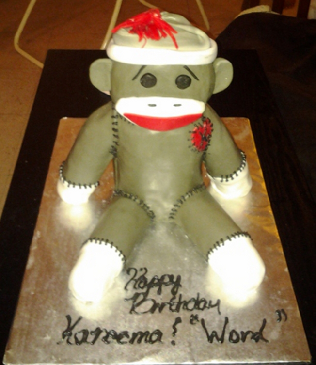 Sock Monkey Birthday Cake 